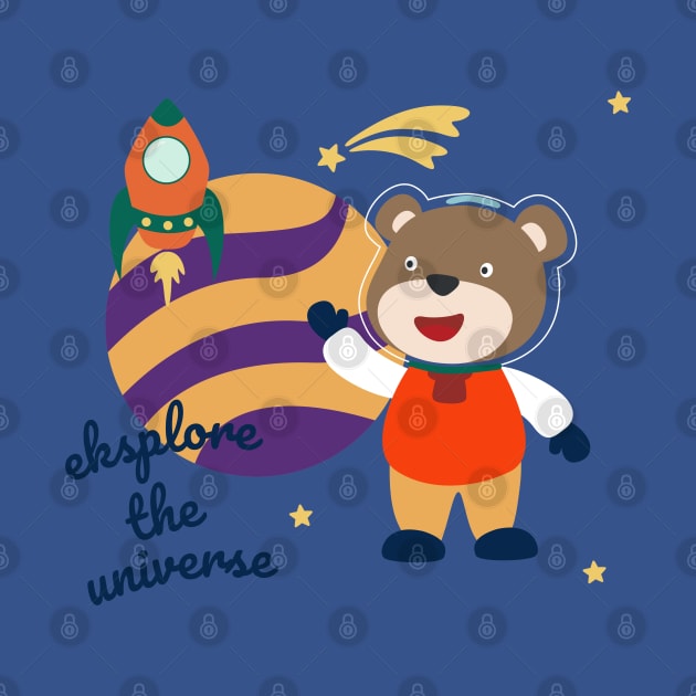 Space bear or astronaut in a space suit with cartoon style by KIDS APPAREL