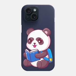 Cute school panda reading book Phone Case