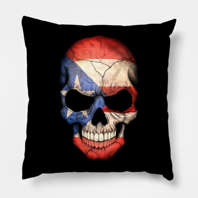 Puerto Rican Flag Skull Pillow by jeffbartels