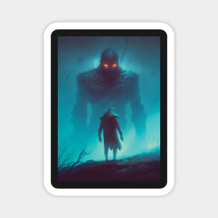 Giant in the Fog | Ominous Painting | Horror Fiction Art | Surrealism Artist | Dark Fantasy Style | Mysterious Giant in the Mist Magnet