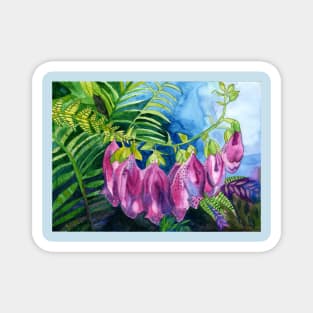 Pink Foxglove watercolour painting Magnet