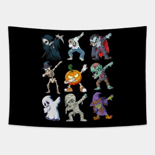 Kids Dab Pumpkin Skeleton Ghost Alien Zombie Halloween Tapestry