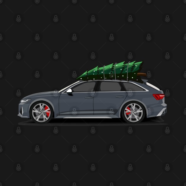 Funny Christmas Ugly Sweater - Tree on Car - RS6 by Automotive Apparel & Accessoires