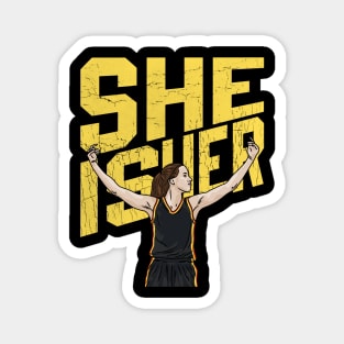 She Is Her - Caitlin Clark - Flat Cartoon Drawing Magnet