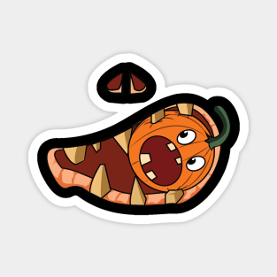 Spooky Jack O' Lantern Pumpkin Eating Pumpkin Magnet