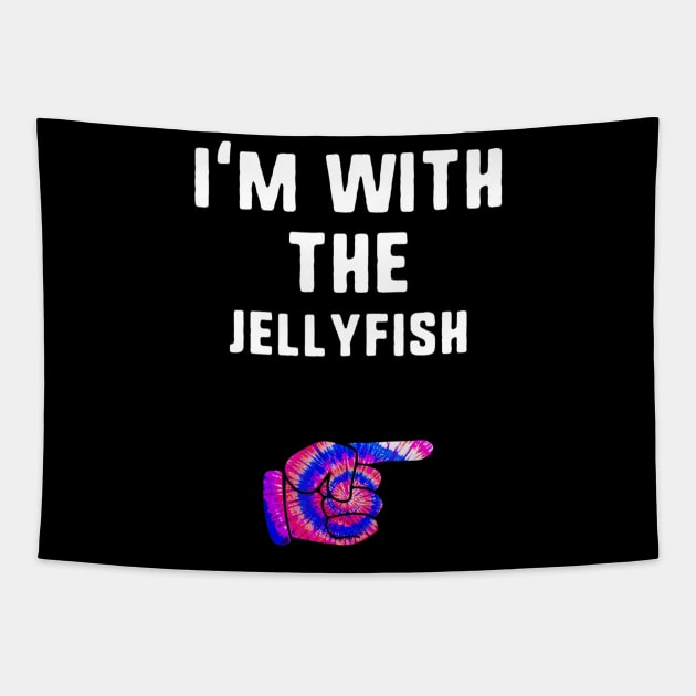 I'm With Jellyfish Ie Dye Halloween Matching Couple Costume Tapestry by crowominousnigerian 