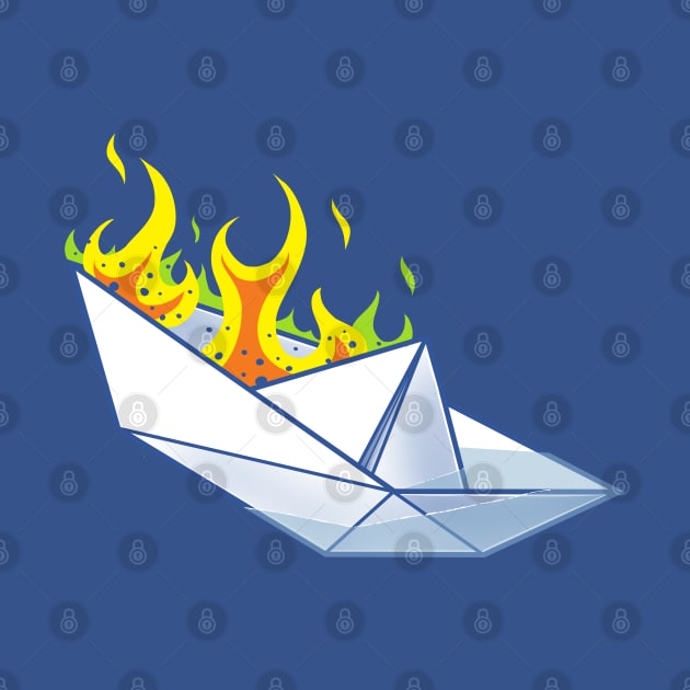 Burning Paper Boat - Irony Sinks because it's heavy and on FIRE by kgullholmen