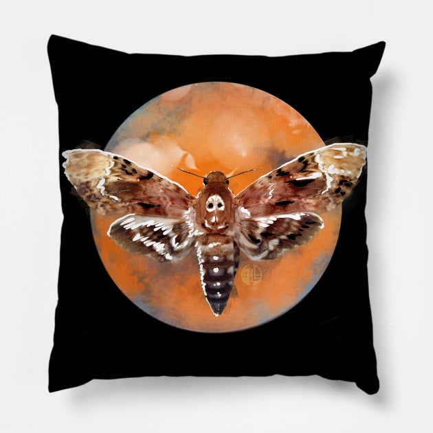 Death's Head Moth Blood Moon Pillow by sandpaperdaisy