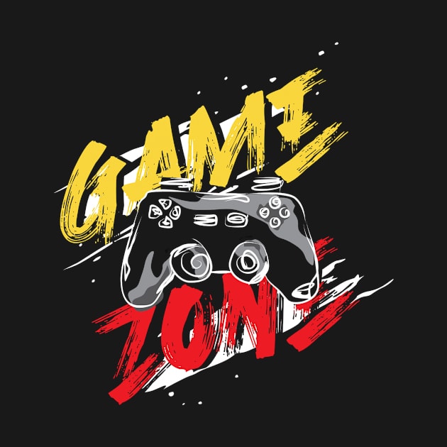 Game zone typography design with joystick illustration by zwestshops