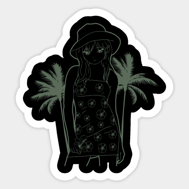 Coconut Girl Aesthetic Summer Outfit Anime Girl Summer Beach - Coconut Girl  - Sticker | TeePublic