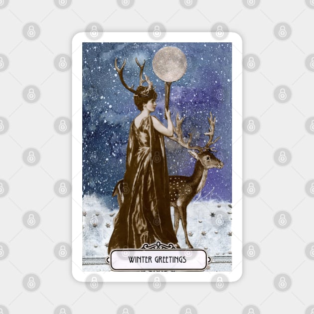 Winter Solstice Moon Goddess Magnet by WinonaCookie