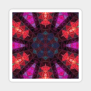 Glass Tile Kaleidoscope Pink Red and Blue Magnet