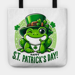 St Patricks Day Frog Face Saint Pattys Paddys Men Women Kids Tote