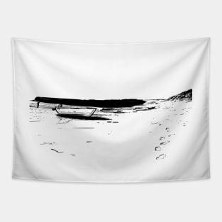 Seascape - boats by shoreline Tapestry