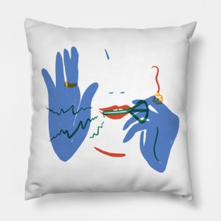 Playing mouth harp (gopuz) Pillow