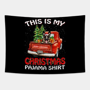 This Is My Christmas Pajama Shirt German Shepherd Truck Tree Tapestry