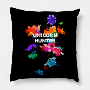 Unicorn hunter black tee Pillow