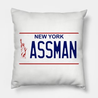 Assman New York License Plate Pillow