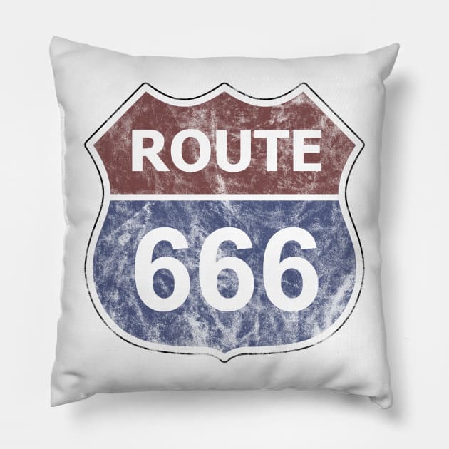 Get Your Kicks On Route 666 Pillow by Doc Multiverse Designs