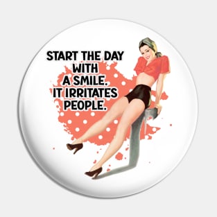 Start your day with a smile retro housewife humor cute pin-up girl Pin