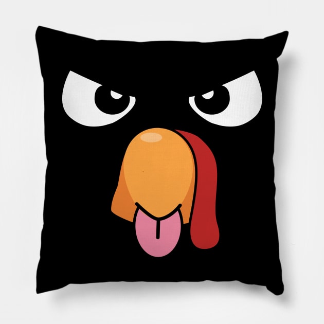 Angry Turkey Face Pillow by MedleyDesigns67