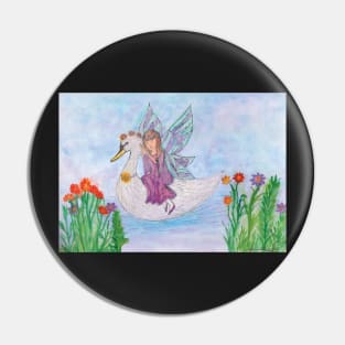 The Fairy Swan - Watercolour Painting Pin