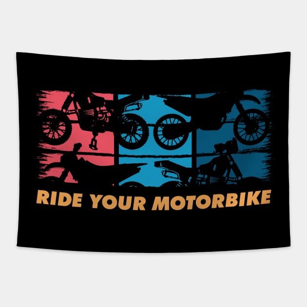 Ride Your Motorbike, Retro Motorbike Lover Tapestry by A-Buddies