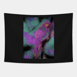 ABSTRACT MACAW DECO INDIGO TINT WITH PINK PARROT ART POSTER Tapestry