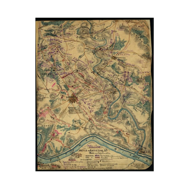 Vintage Antietam Battlefield Map (1862) by Bravuramedia