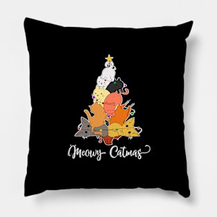 Funny cute meowy christmas tree Pillow