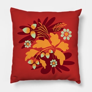 Folk floral art print  Flowers abstract art  poster Pillow