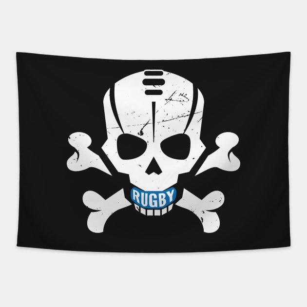 Rugby Fan Pirate Skull Tapestry by atomguy