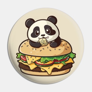 Cute Panda Eating Burger Pin