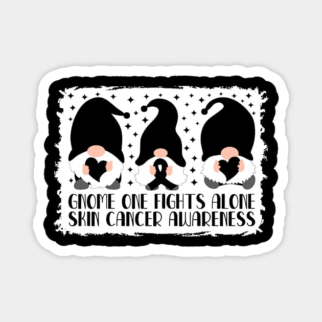 Gnome One Fights Alone Skin Cancer Awareness Magnet by Geek-Down-Apparel