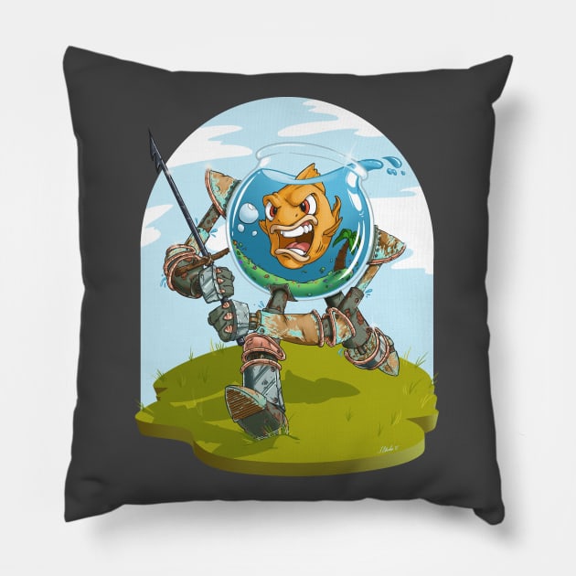 Knight Fish Pillow by JoeClarkart