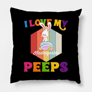 Funny I Love My Kindergarten Peeps teacher Easter Bunny Egg Classic Pillow