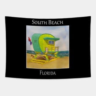 South Beach Lifeguard Tower in Miami Florida Tapestry