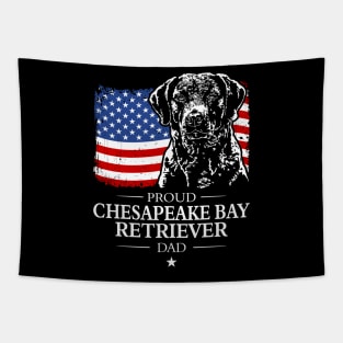 Proud Chesapeake Bay Retriever Dad American Flag patriotic dog Tapestry