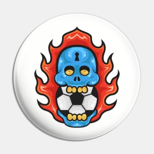 Soccer Skull on Fire Pin