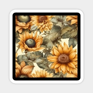 Watercolor Seamless Sunflower Pattern Magnet