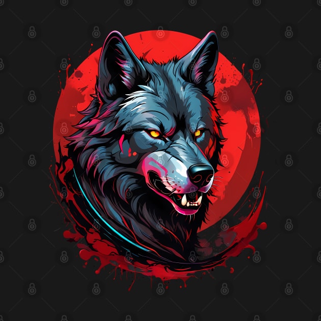 Wolf face bloodmoon by TaevasDesign