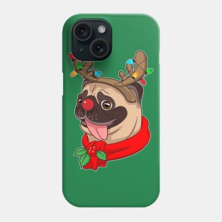 Funny Cute Pug Cool Costumes Christmas Gift Reindeer Phone Case