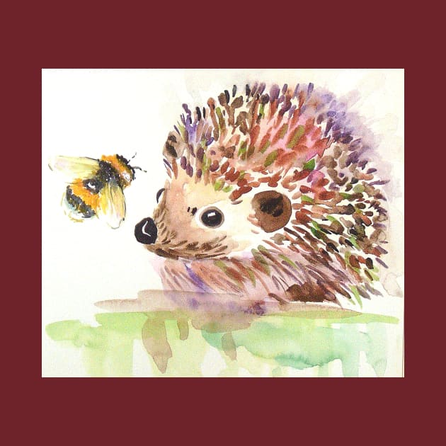 Cute little Hedgehog and a bumble bee by Casimirasquirkyart