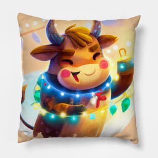 Cute Ox Drawing Pillow