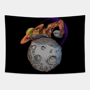 Excavator on the moon Tapestry