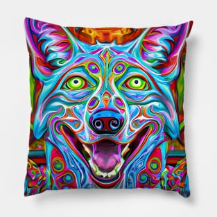 Coyote The Trickster (5) - Trippy Psychedelic Canine Pillow