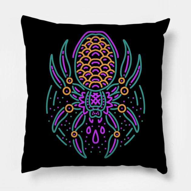 spider neon tattoo style Pillow by donipacoceng