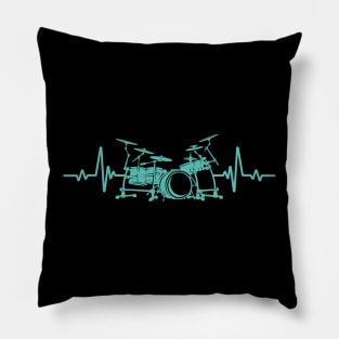 Drum Player Heartbeat Shirt Music Lover Drummer Vintage Drum Pillow