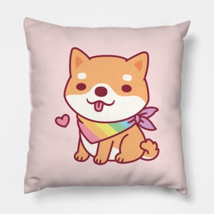 Cute Shiba Inu With Rainbow Pet Bandana Pillow