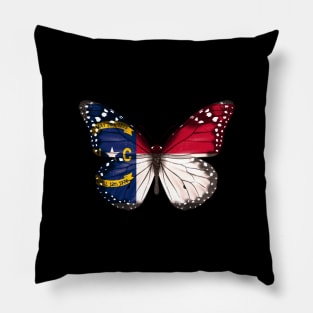 North Carolina Flag Butterfly - Gift for North Carolinian From North Carolina NC Pillow